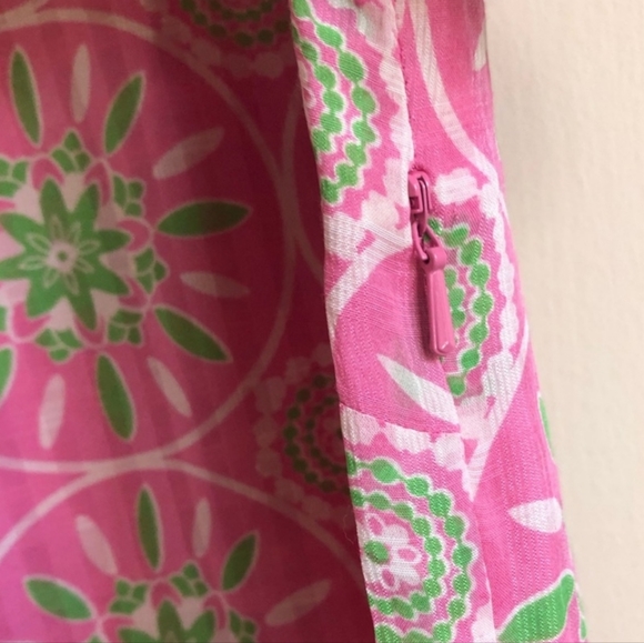 Lilly Pulitzer Silk Blend Pink and Green Short Sleeve Dress Size 0 - Picture 3 of 13